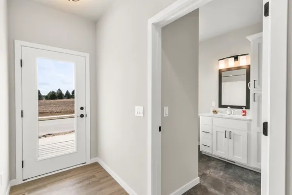Wide interior doorway in a Ranch home