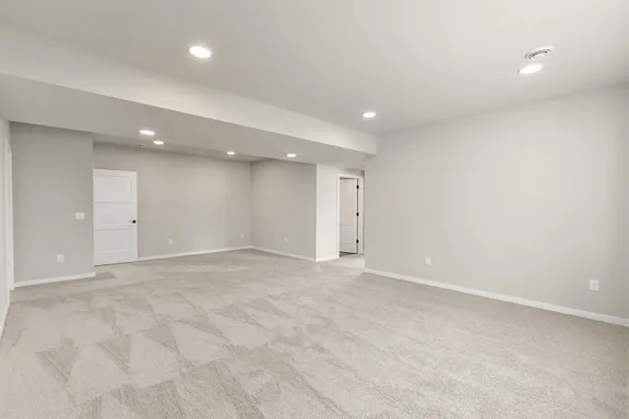 Finished basement interior in a Ranch home