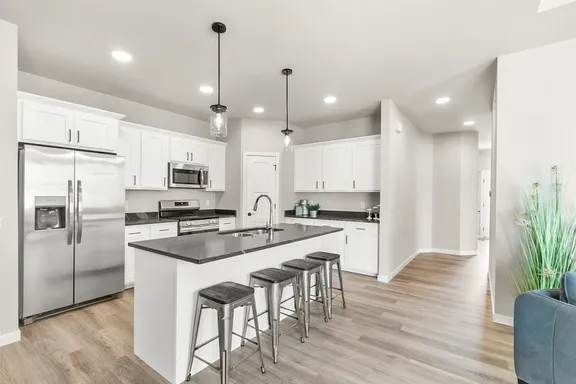 Open kitchen and dining area in a Ranch home