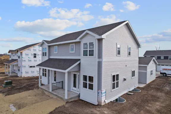 Front view of a building with the Sterling Grey exterior color scheme