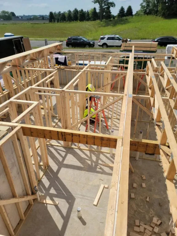 Basement framing under construction