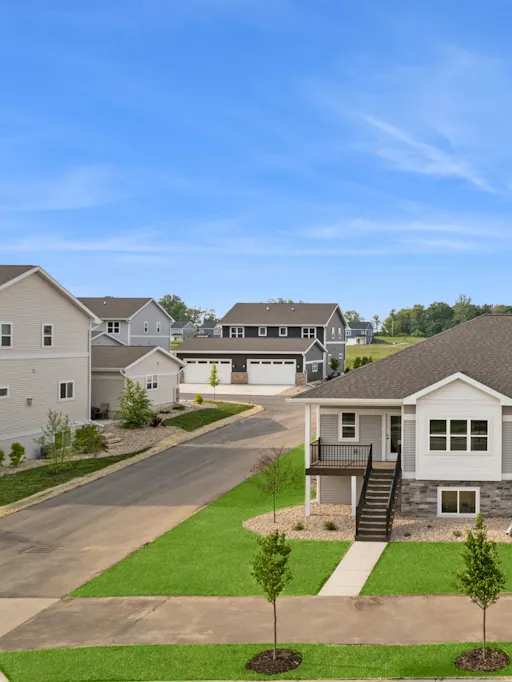 Virtual rendering of landscaping and grass around a Wild Oak ranch building