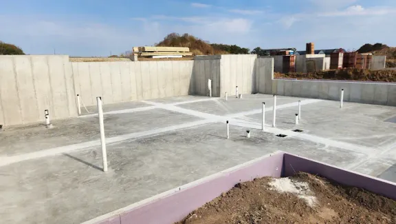 Completed Ranch duplex foundations at Wild Oak