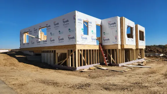 Ranch duplex framing under construction