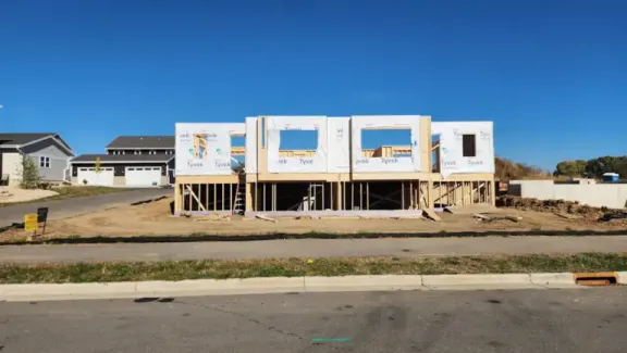 Front view of the Ranch duplex framing
